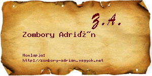 Zombory Adrián névjegykártya
